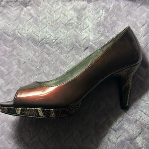 New Wine Snakeskin Open Toe